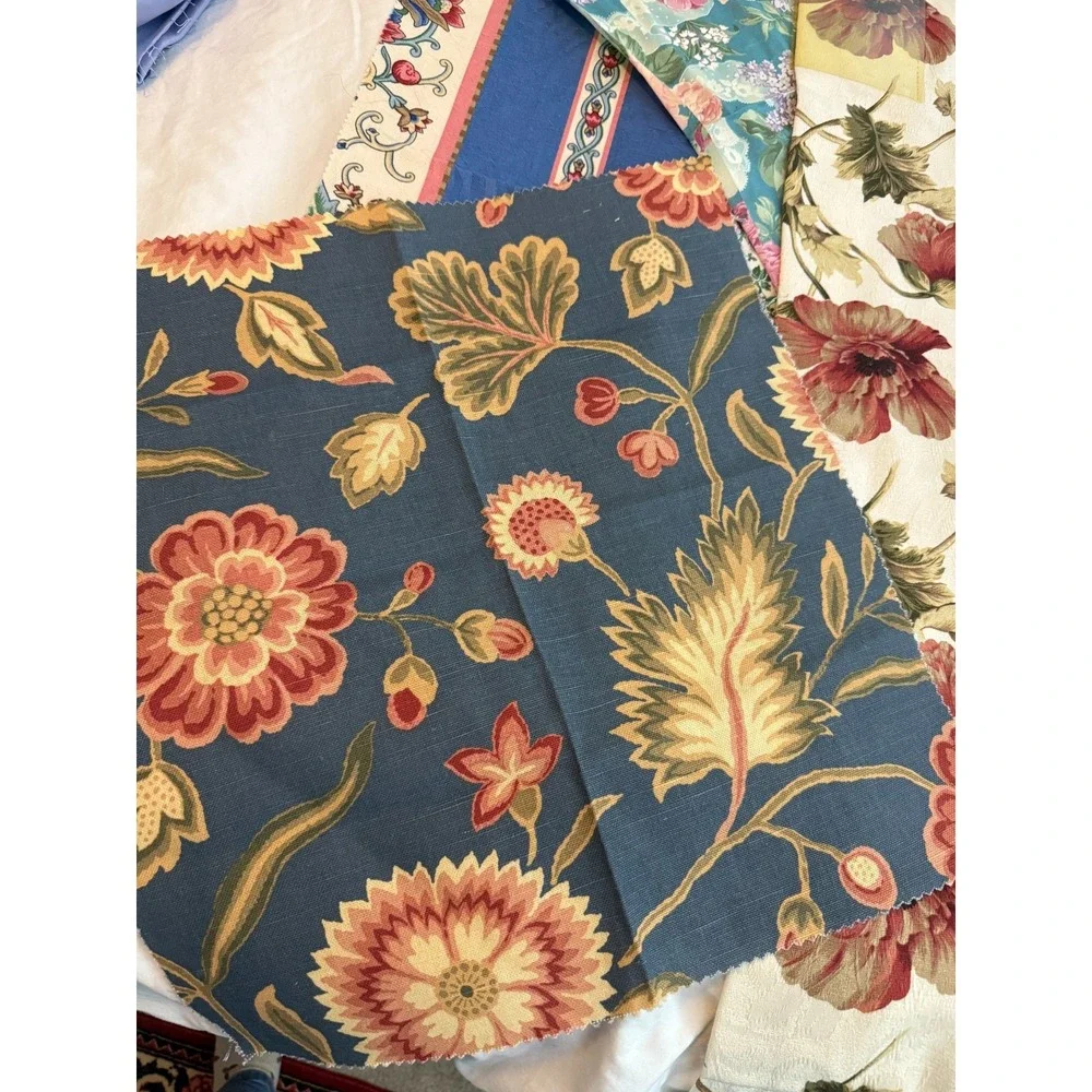 VTG new Lot of 7 flower print floral designs fabrics various size samples colors
